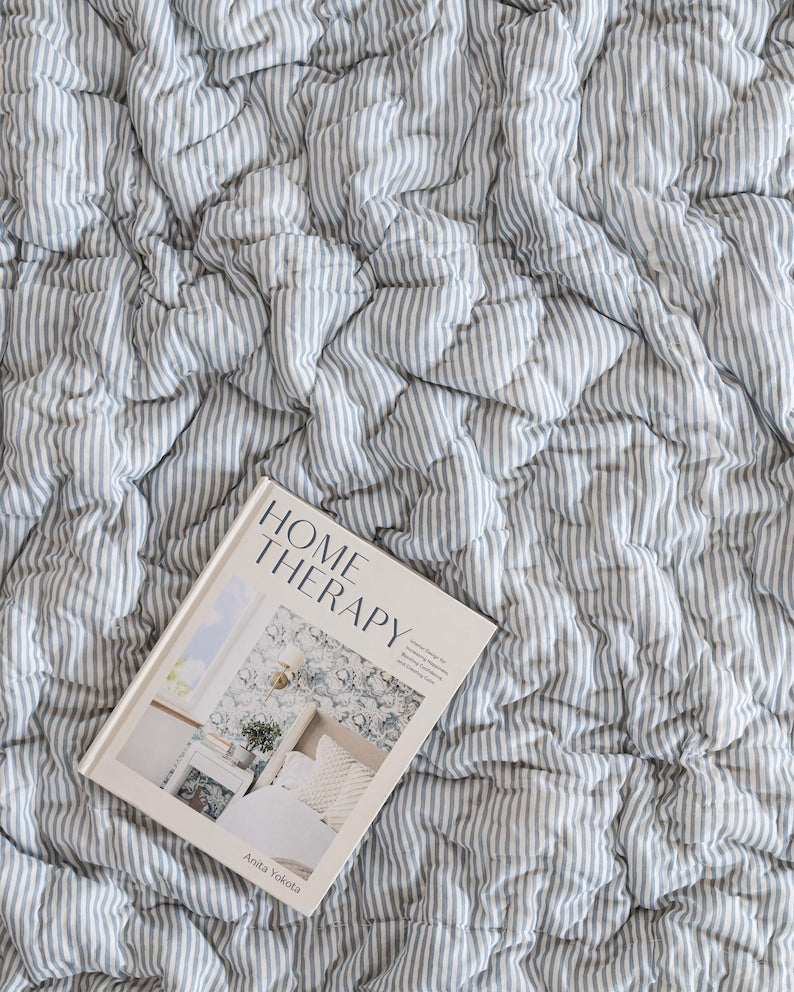 Dusty Blue Cotton Quilt, Indian Hand Block Printed Quilt Bedspread, Floral Printed Queen Comforter, Soft Summer Blanket, All Season Quilt