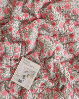Hand Block Print Cotton Quilt, Mustard Yellow Pink Floral Bedspread, Reversible Indian Kantha Blanket, King Comforter, Soft Cotton Bedding